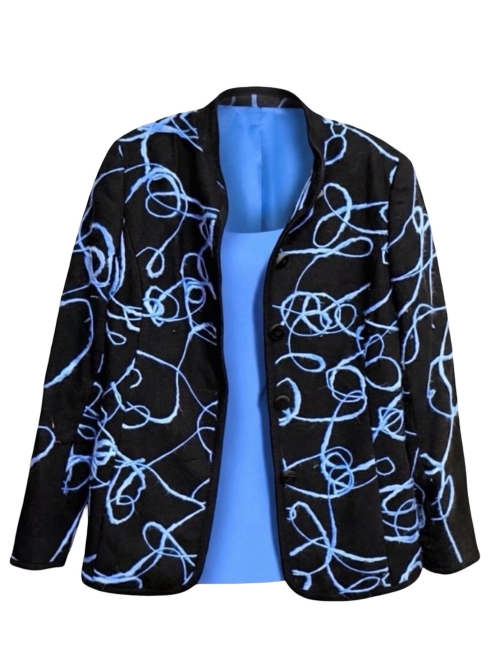 Carlisle Designer Jacket & Skirt Set | Abstract Blue Art Print - Picture 14 of 15